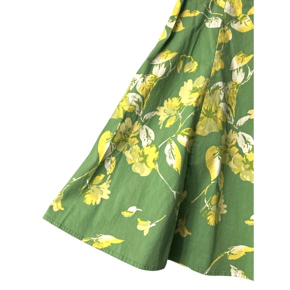 St Johns Bay Green Yellow Floral Skirt 10 A‎ Line Stretch Resort Preppy Coquette - Picture 8 of 12